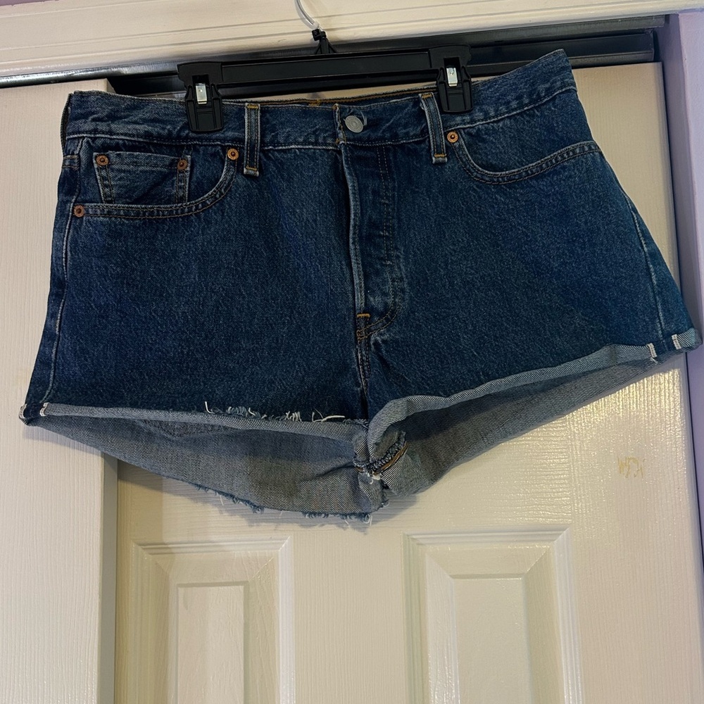 Levi's 501 White Oak Cone Denim Leather Patch Original Jean Shorts